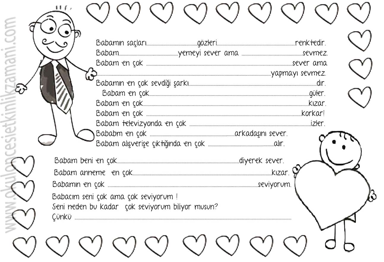 Babalar günü10 Okul Öncesi Etkinlik Zamanı