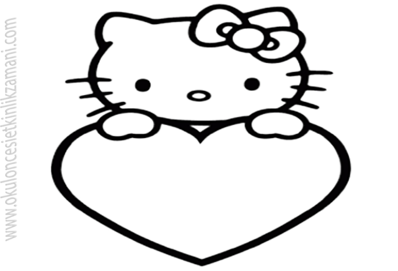 Раскраска котик с сердечком